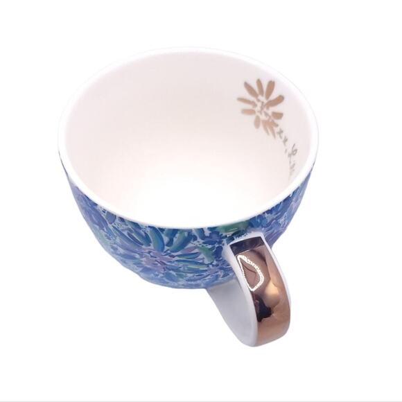 Lilly Pulitzer 12oz Ceramic Mugs Blue Floral Pair of 2 - Picture 5 of 9